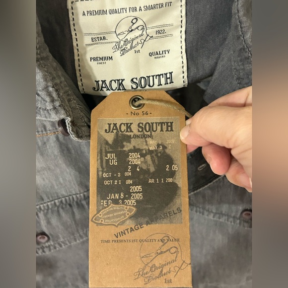 JACK SOUTH London Grey lightweight Denim Button Down Shirt Size M NWT - Picture 2 of 6